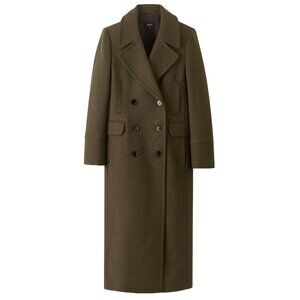 2. ME + EM Khaki Green Melange Wool Longline Coat $768 EUC Sz US 4